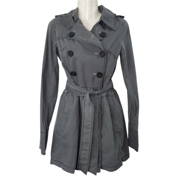 Free People Jackets & Blazers - Vintage Free People Gray Size 8 Button Down Women's Gray Trench Coat